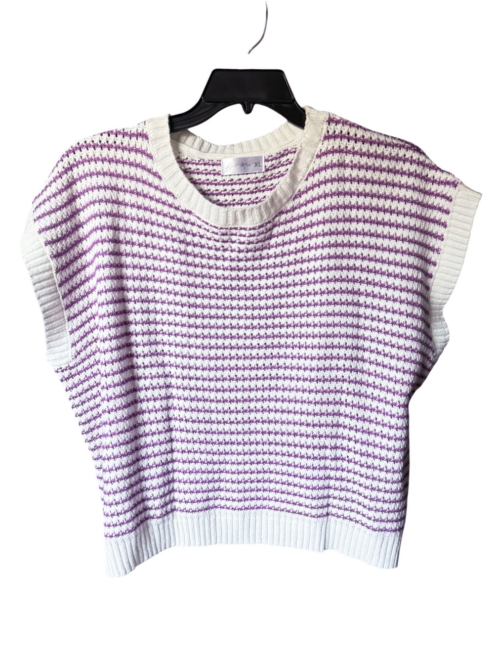 Knox Rose Purple White Striped Sweater Vest Women’s XL Oversized Knit